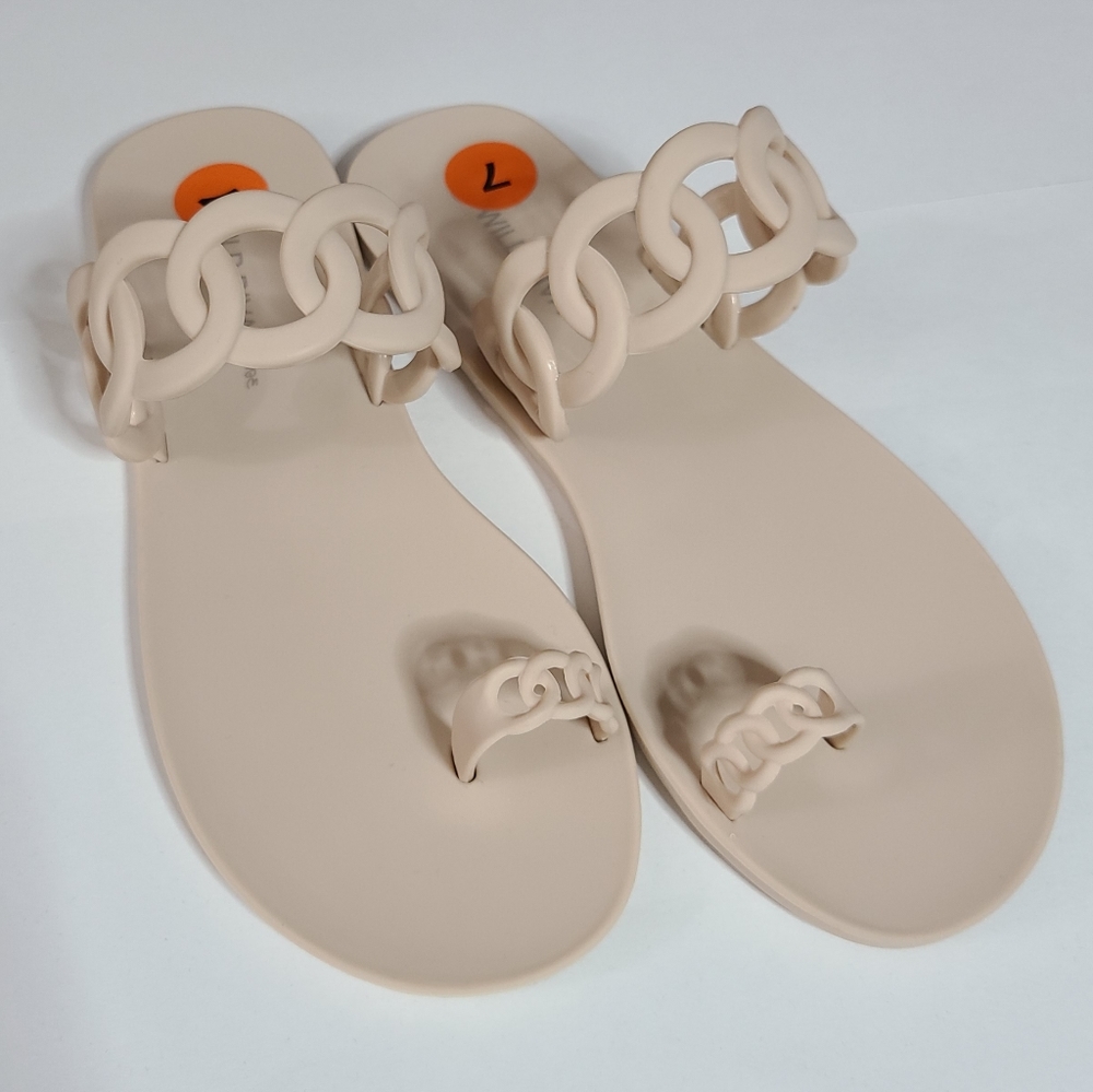 Wild Diva Lounge Nude Chain Link Jelly Sandals